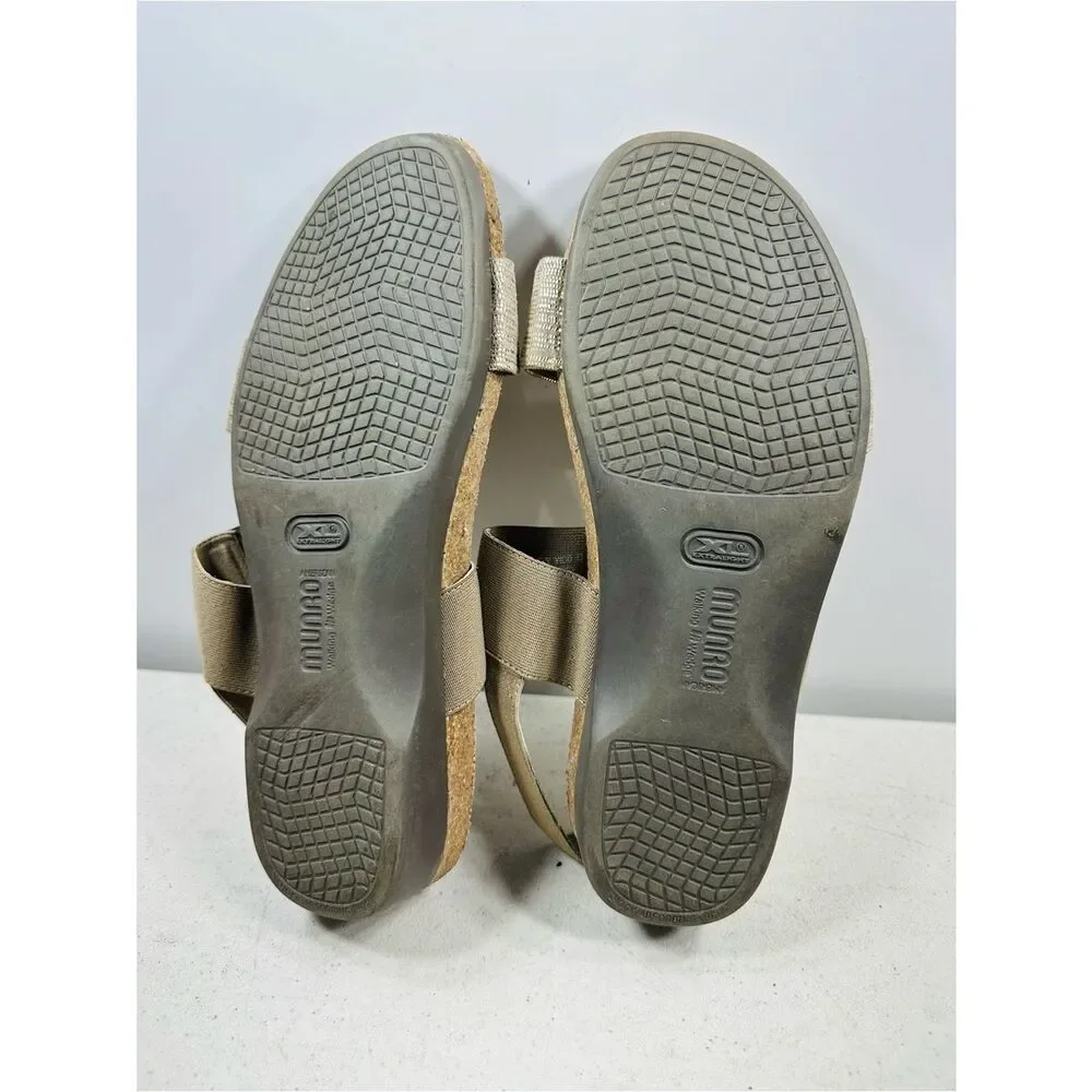 Munro American Pisces Strappy Sandals Womens 10W Casual Open Leather Gold